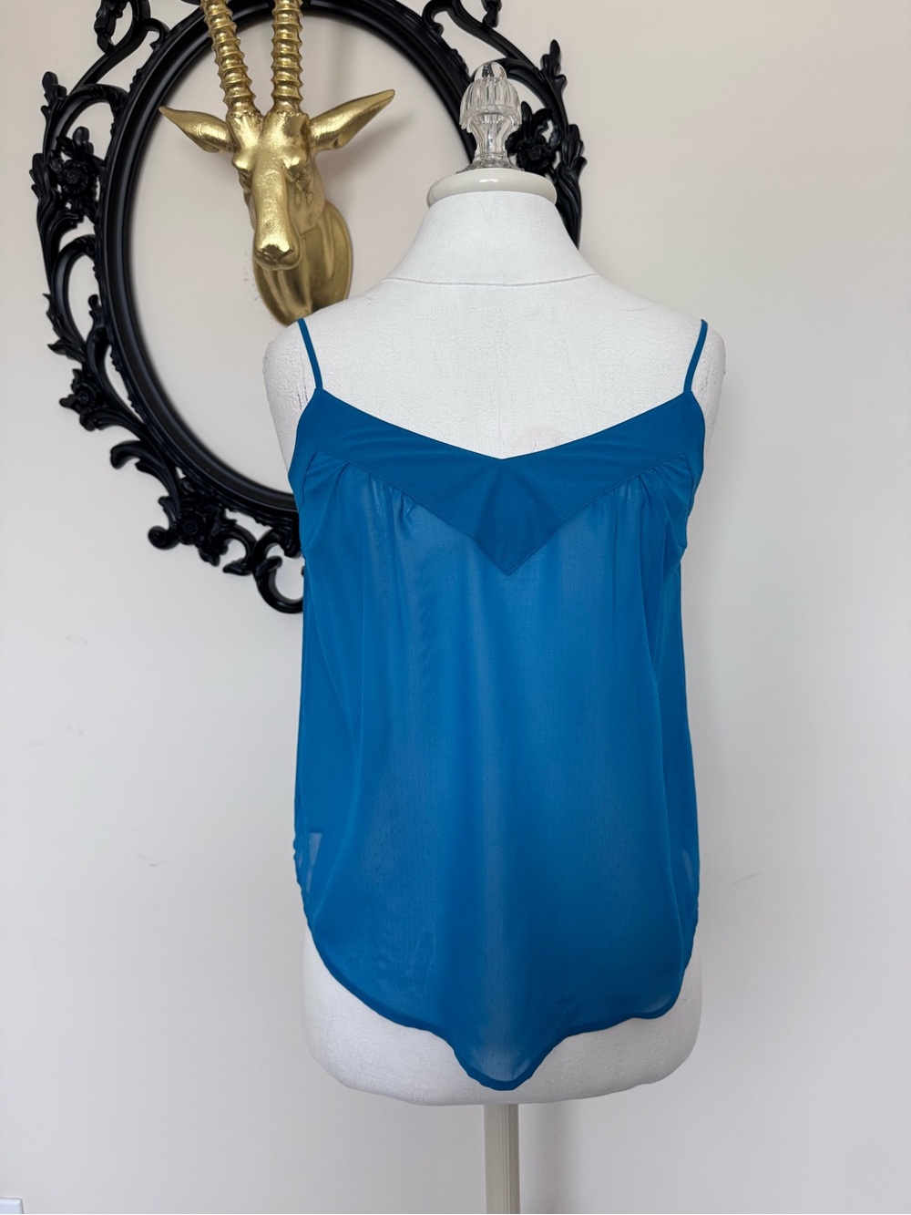 Blue V-Neck Spaghetti Strap Tank Top
